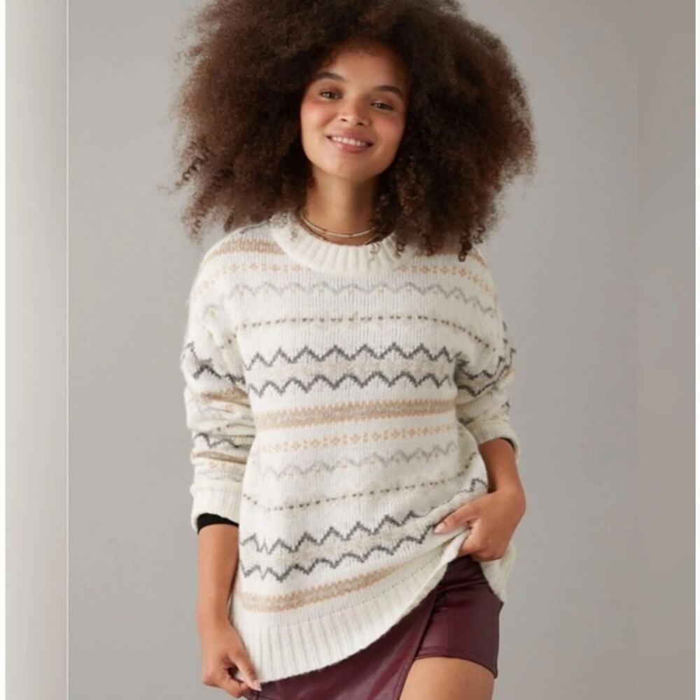 American Eagle Fair Isle Nordic Cozy Cabin Core Winter‎ Sweater Size XS